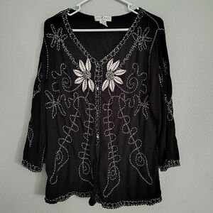 Embroidered cardigan once again plus size 1x